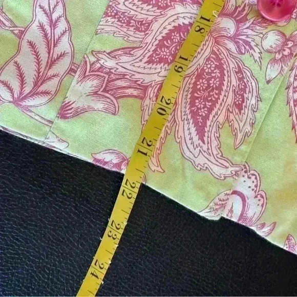 3 Sisters Green & Pink Lined Short Blazer Jacket Size Medium Floral Feminine - Picture 9 of 9